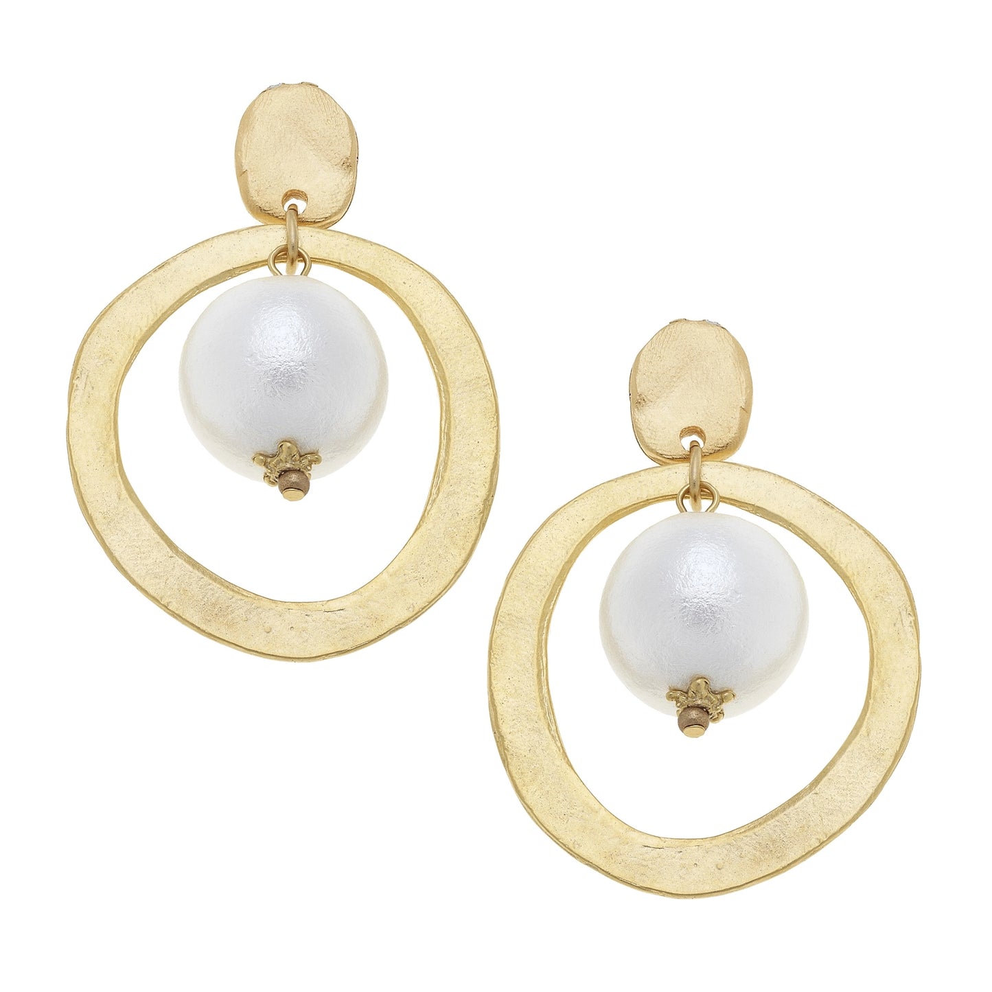 Susan Shaw Gold Hoop with Cotton Pearl Earrings 1617W