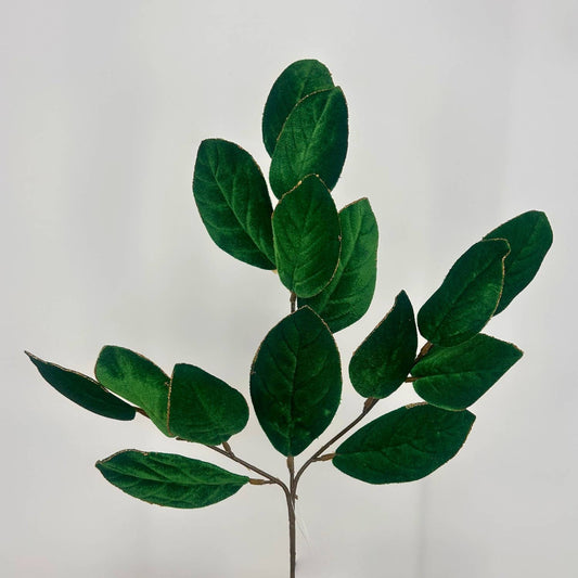 Mini Velvet Magnolia Leaf Spray 23" - Hunter Green