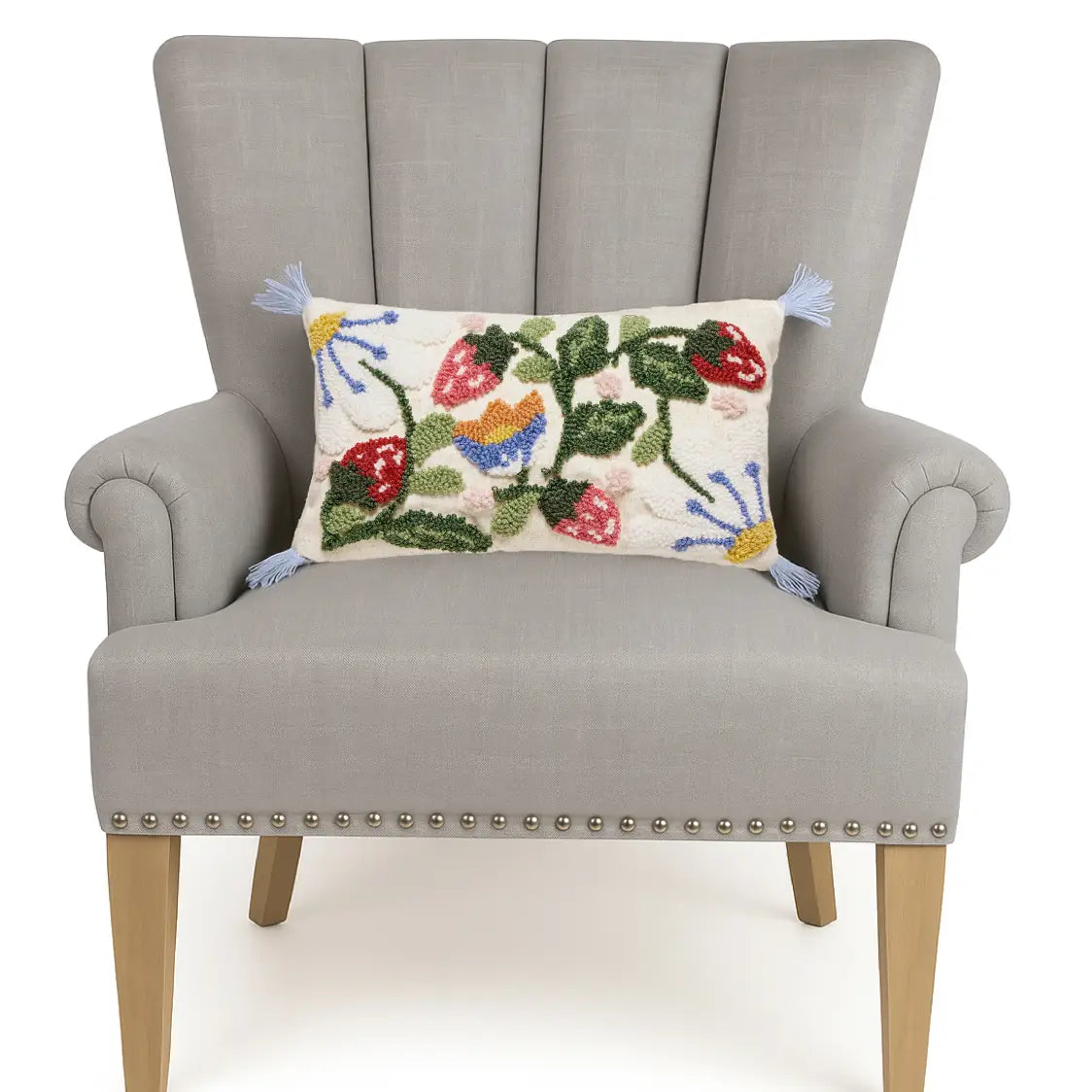 Strawberry Garden Tufted Hook Lumbar Pillow