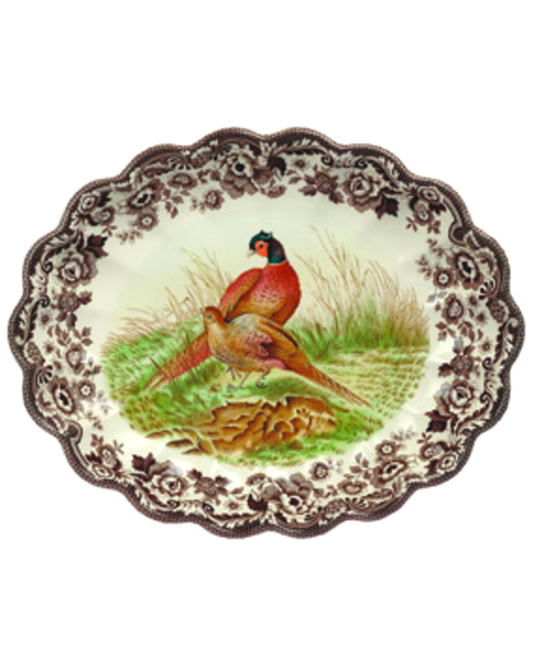 Spode Woodland Pheasant Oval Fluted Platter