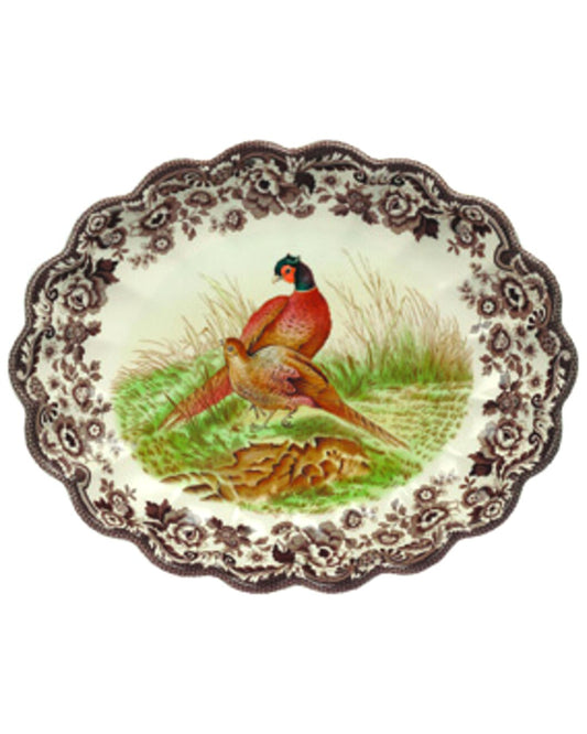 Spode Woodland Pheasant Oval Fluted Platter