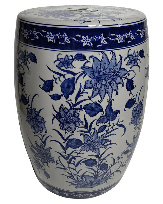 Pinwheel Flower Chinoiserie Stool