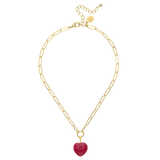 Susan Shaw Audrey Heart Cherry Quartz Necklace 3053R