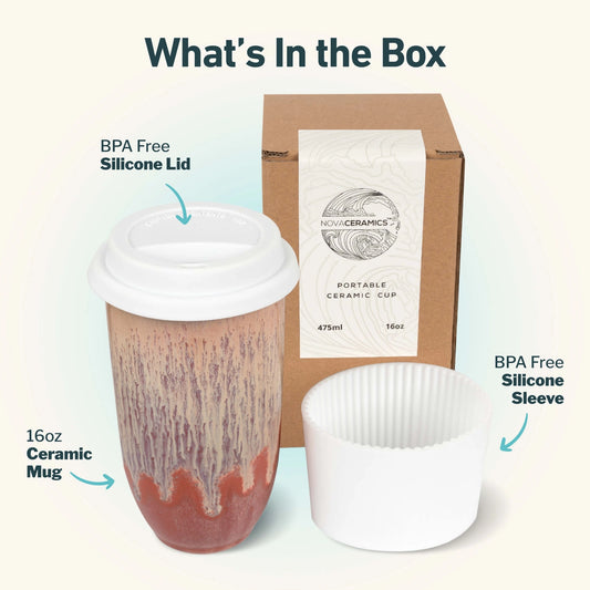 Beige Ceramic Travel Mug 16 oz