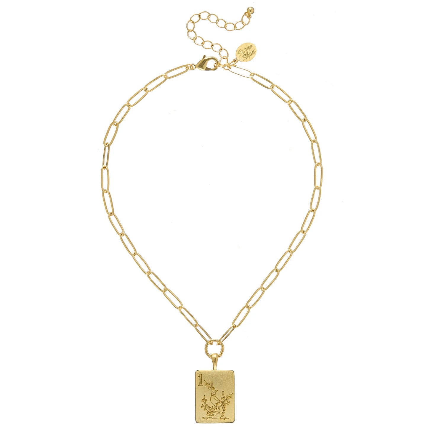 Susan Shaw Gold Mahjong Pendant Necklace 3089G
