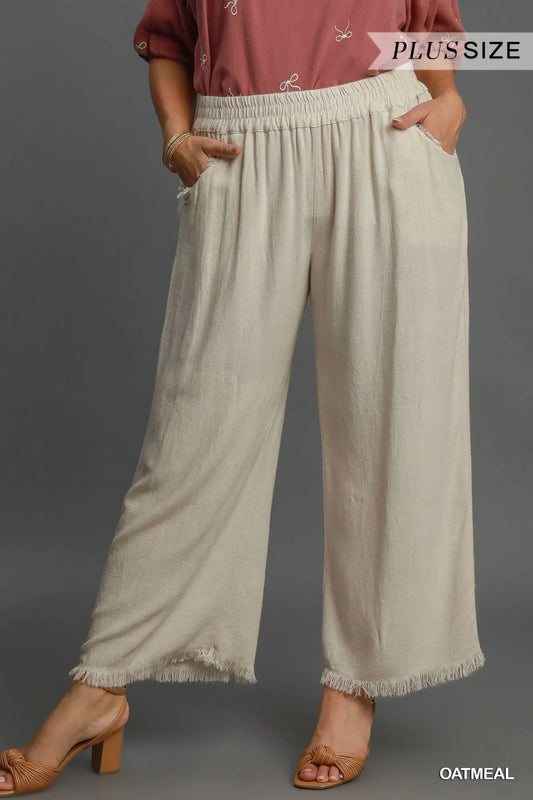 Linen Blend Wide Leg Pants