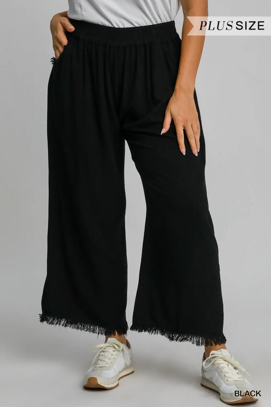 Linen Blend Wide Leg Pants