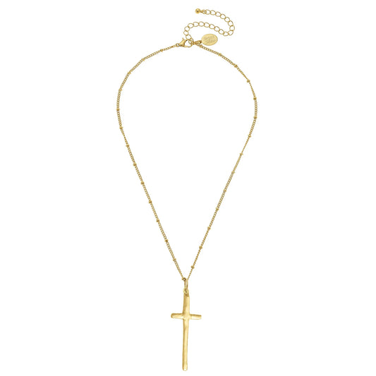 Susan Shaw Gold Cross on Bead Chain Necklace 3246G