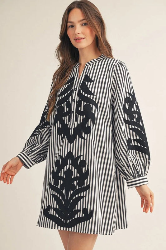 Black Striped Shift Dress