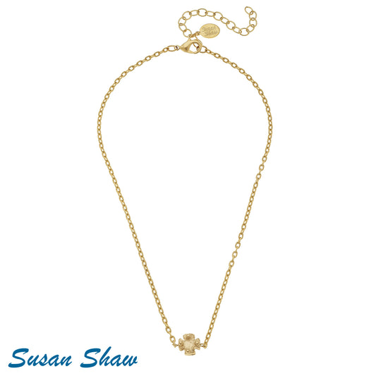 Susan Shaw Mini Cross on Gold Necklace 3323G