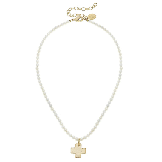 Susan Shaw Aly's Cross Freshwater Pearl Necklace 3342ci