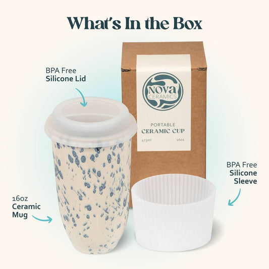 Orchid Ceramic Travel Mug – 16oz with Lid & Sleeve