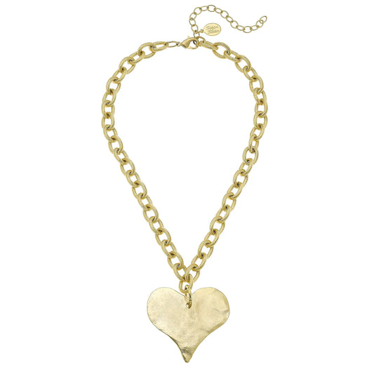 Susan Shaw Large Gold Heart Necklace 3431HG