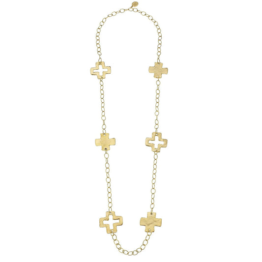 Susan Shaw Long Cross Chain Necklace 3432CG