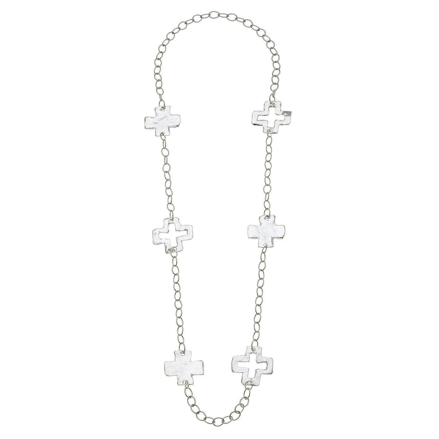 Susan Shaw Silver Long Cross Chain Necklace 3432CS