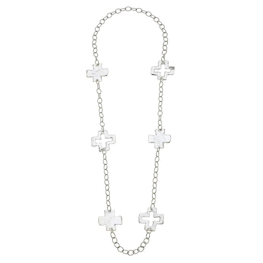 Susan Shaw Silver Long Cross Chain Necklace 3432CS