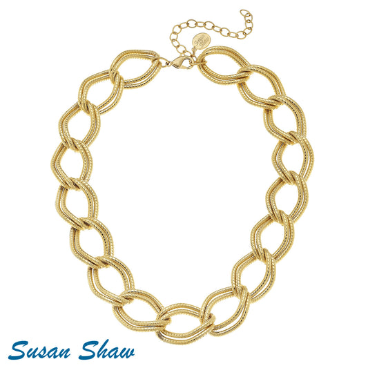 Susan Shaw Matte Gold Large Chain Choker Necklace 3475G