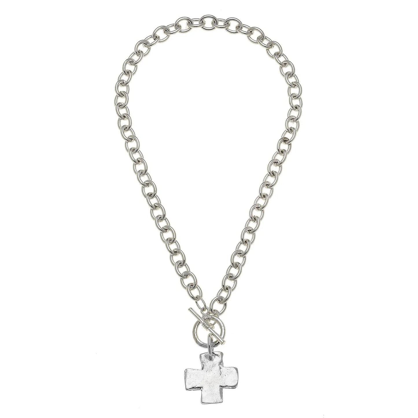 Susan Shaw Silver Cross Toggle Necklace 3510CS
