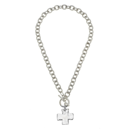 Susan Shaw Silver Cross Toggle Necklace 3510CS