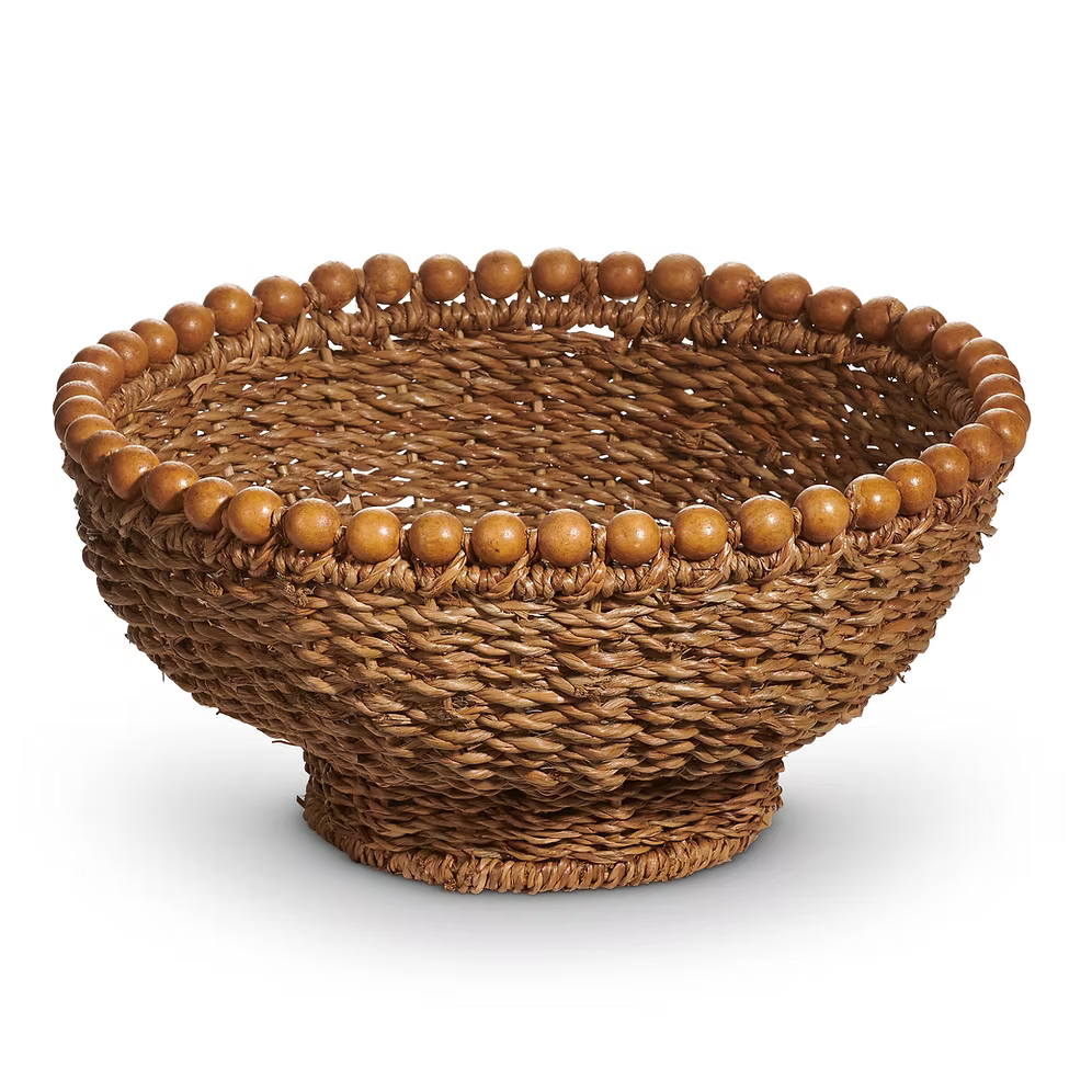 Woven Bowl with Wooden Beads