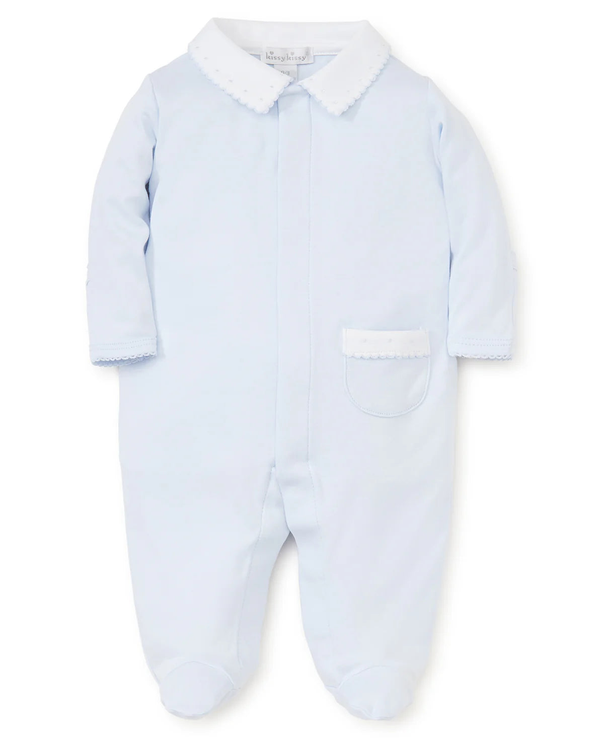 Kissy Kissy New Beginnings Blue Footie with Collar  Newborn