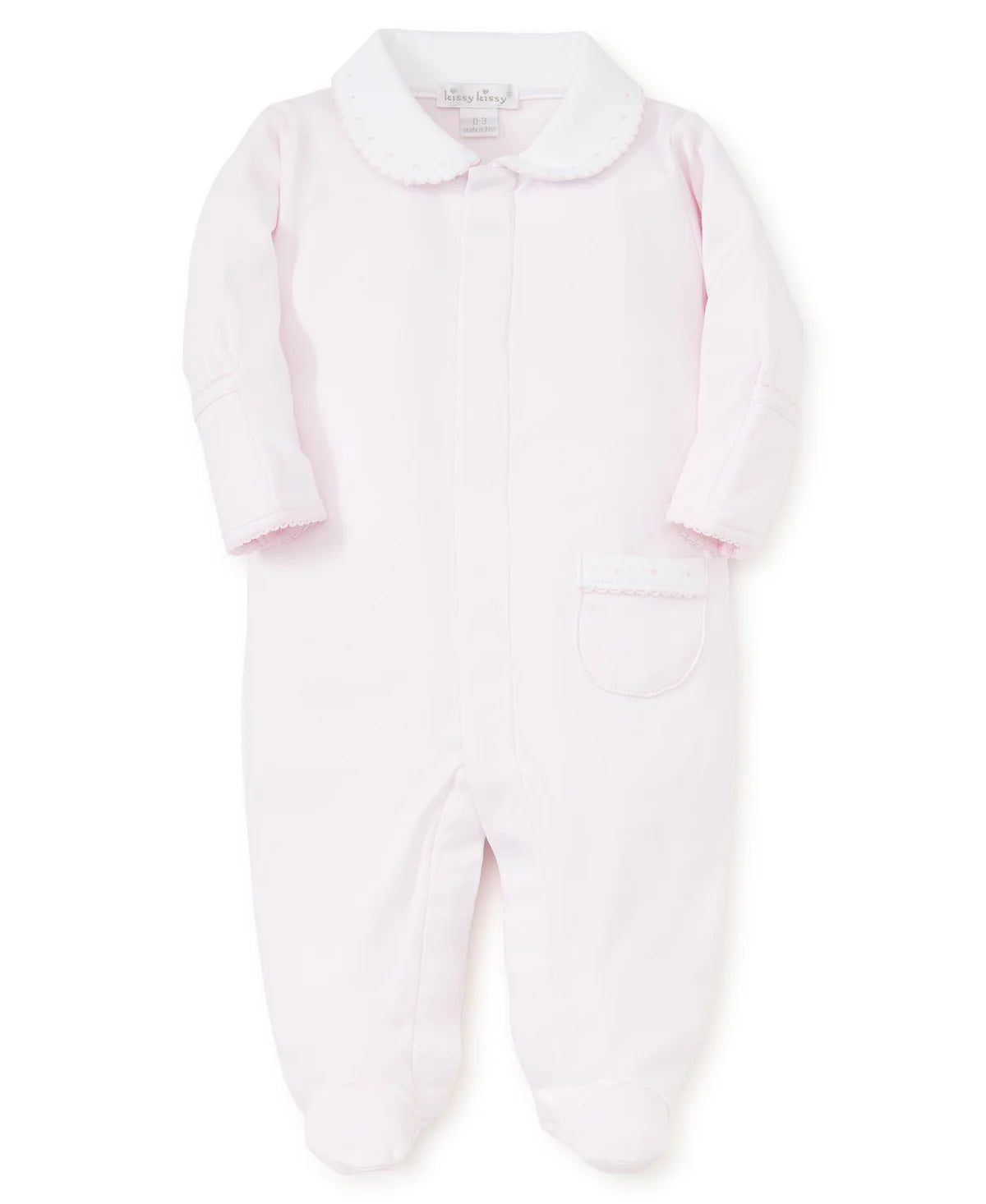 Kissy Kissy New Beginnings Pink Footie with Collar  0-3 mos