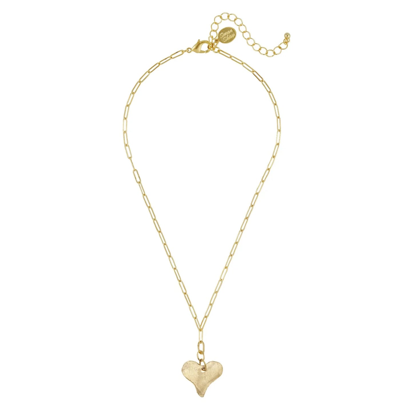 Susan Shaw Gold Heart Paperclip Necklace 3695H