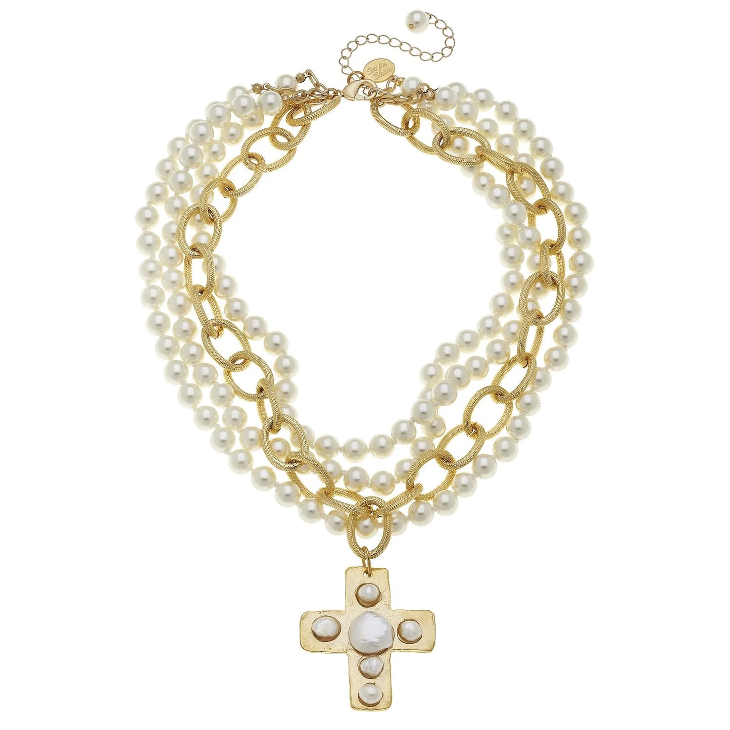 Susan Shaw Pearl Cross Multi-Strand Necklace 3731C