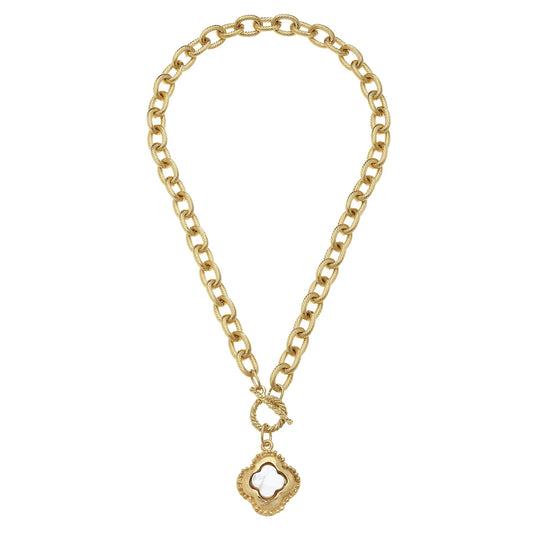 Susan Shaw Camellia Clover Toggle Necklace 3792W