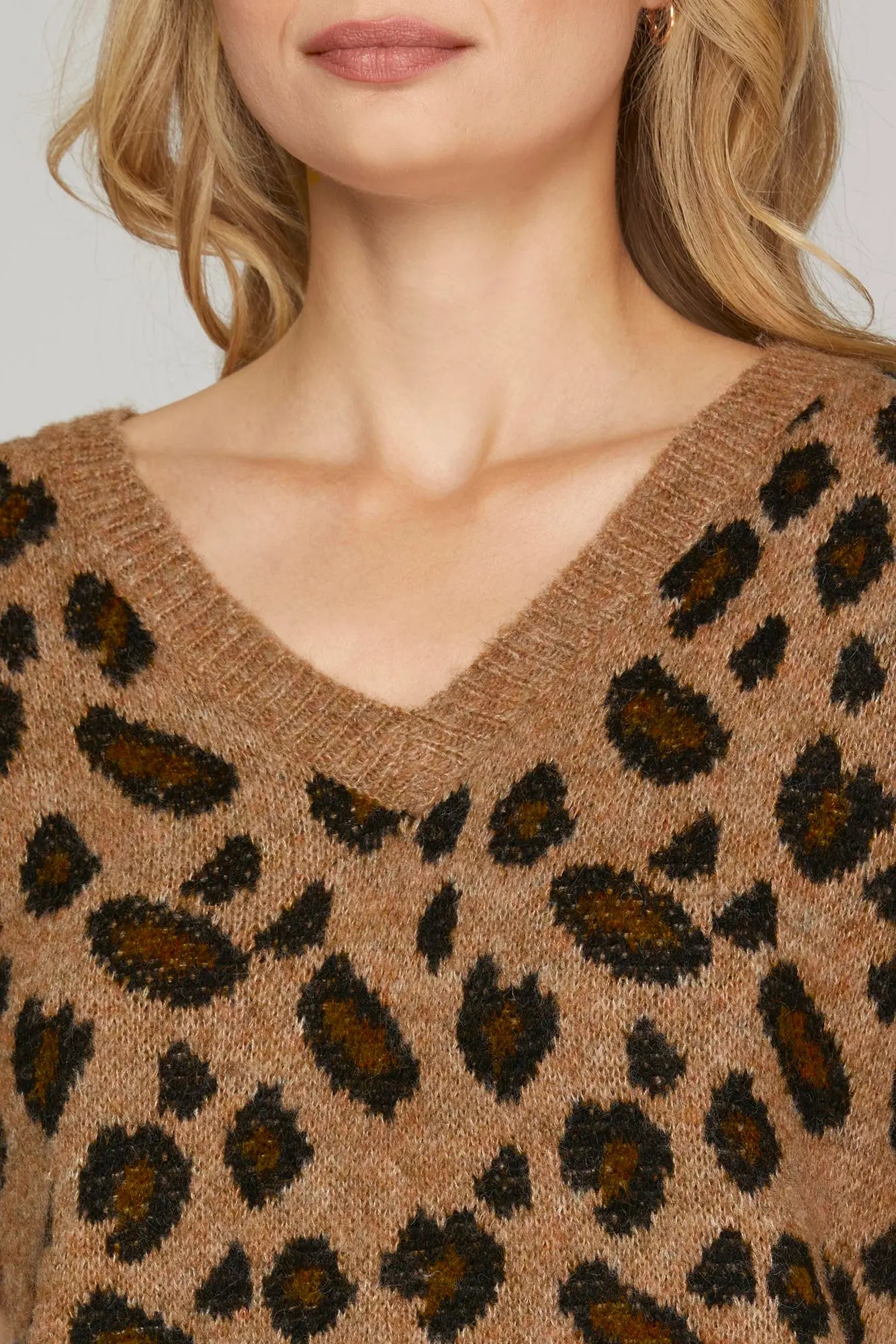 Oversize V Neck Leopard Sweater Vest