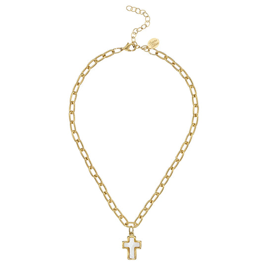Mother of Pearl Cross Necklace 3987G