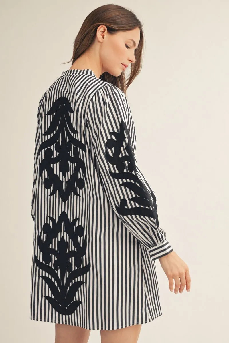 Black Striped Shift Dress