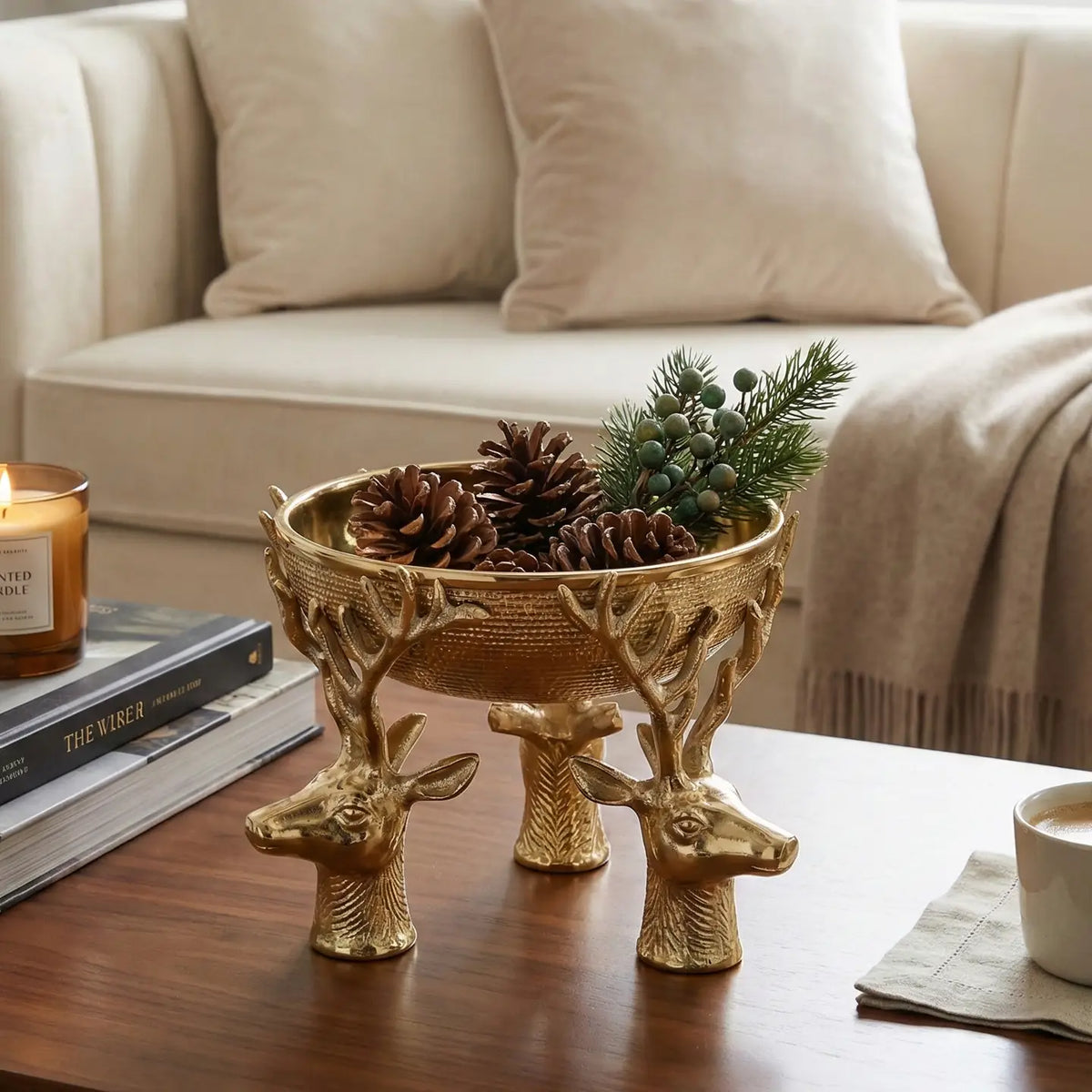 Gold Reindeer Bowl