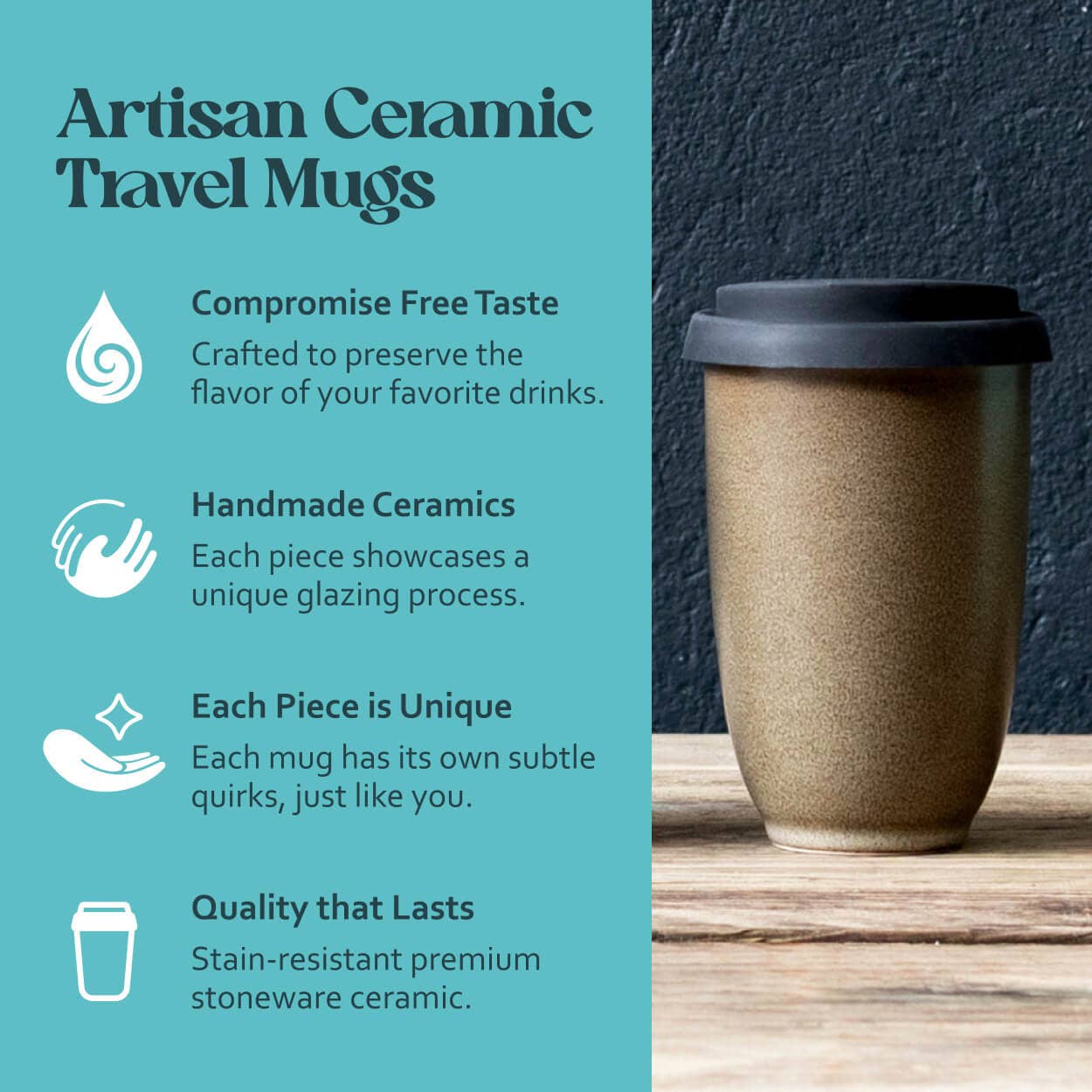 Mantle Ceramic Travel Cup 12oz | Reusable Coffee Cup