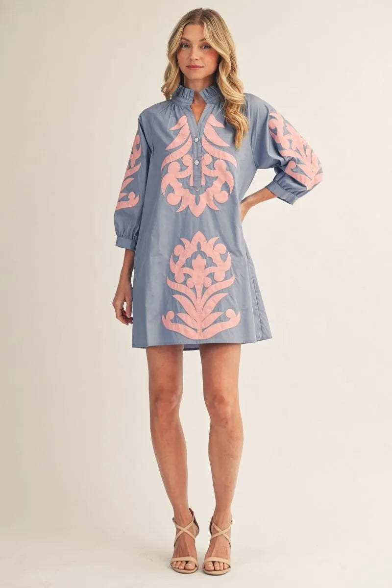Baroque Floral Mini Dress