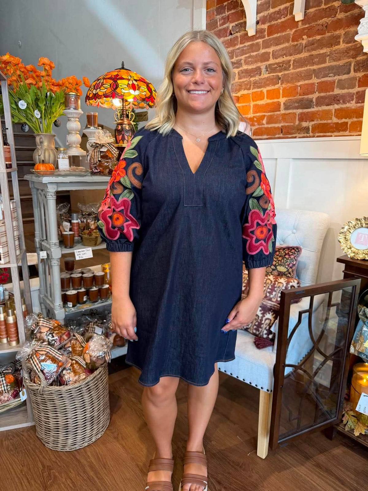 Floral Beauty Denim Mini Dress