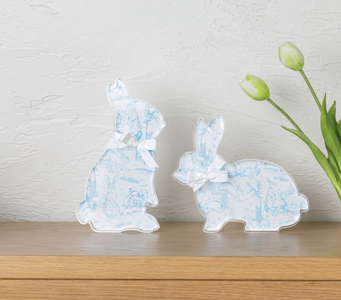 Horizontal Toile Acrylic Bunny Sitter