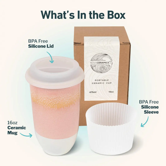 Pink Ceramic Travel Mug 16 oz