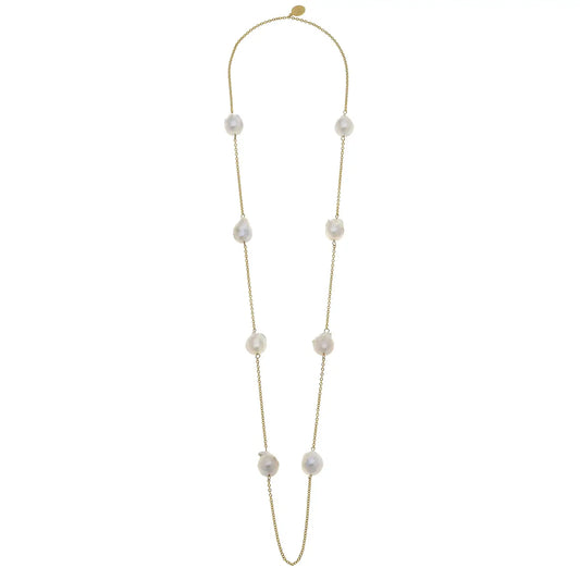 Gold Chain with Genuine Freshwater Baroque Pearls 3206G