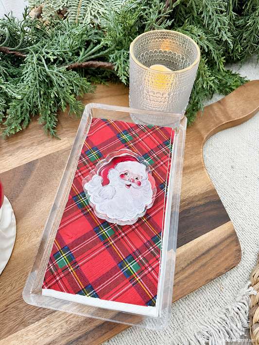 Santa Tartan Guest Towel & Caddy Set