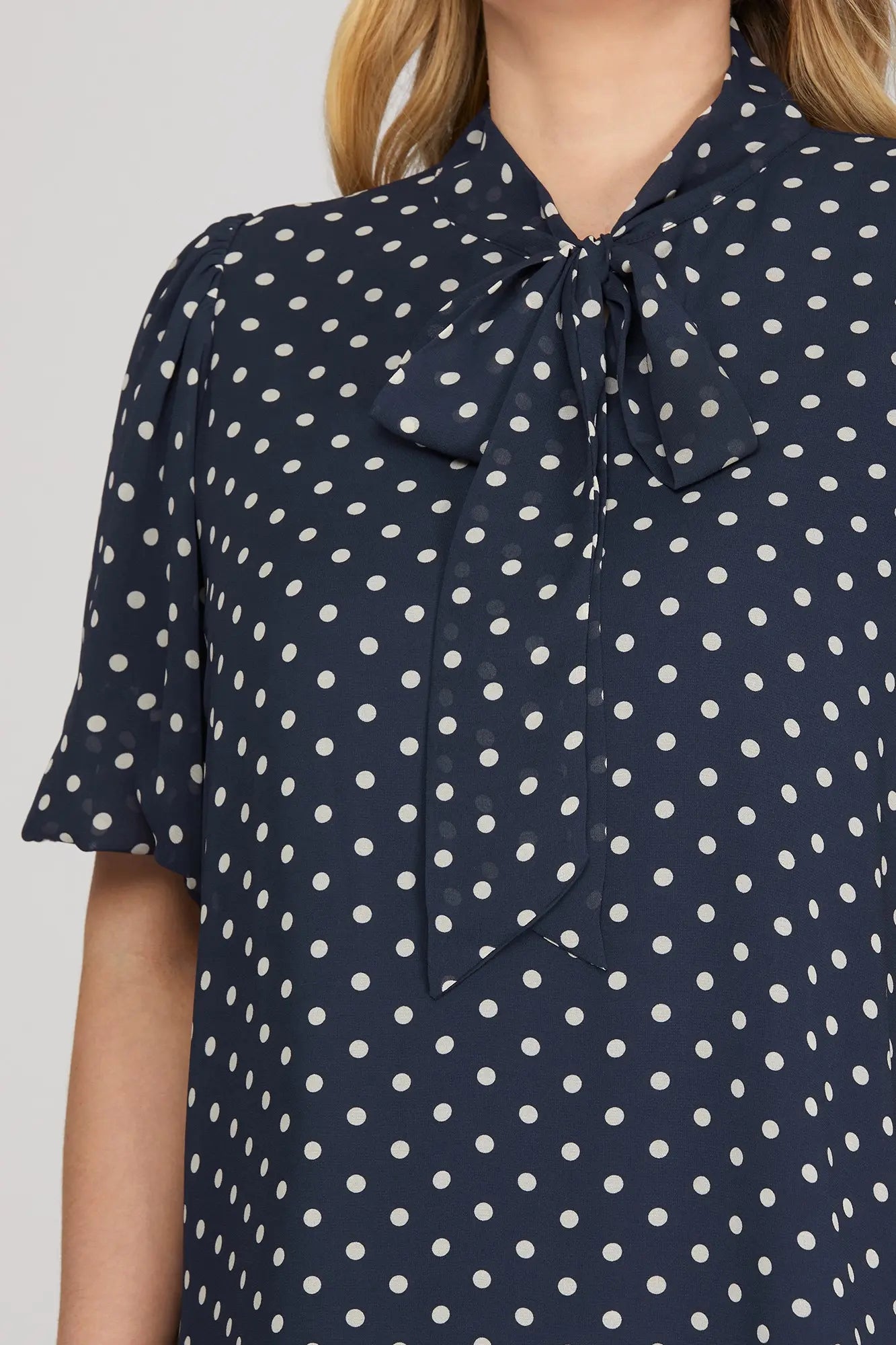 Navy Patty Polka Dot Print Blouse