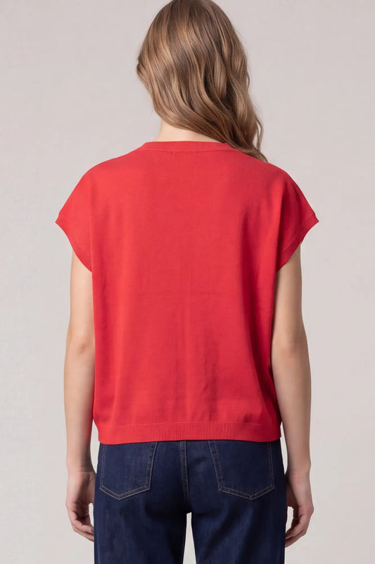Red Drop Shoulder Cardigan
