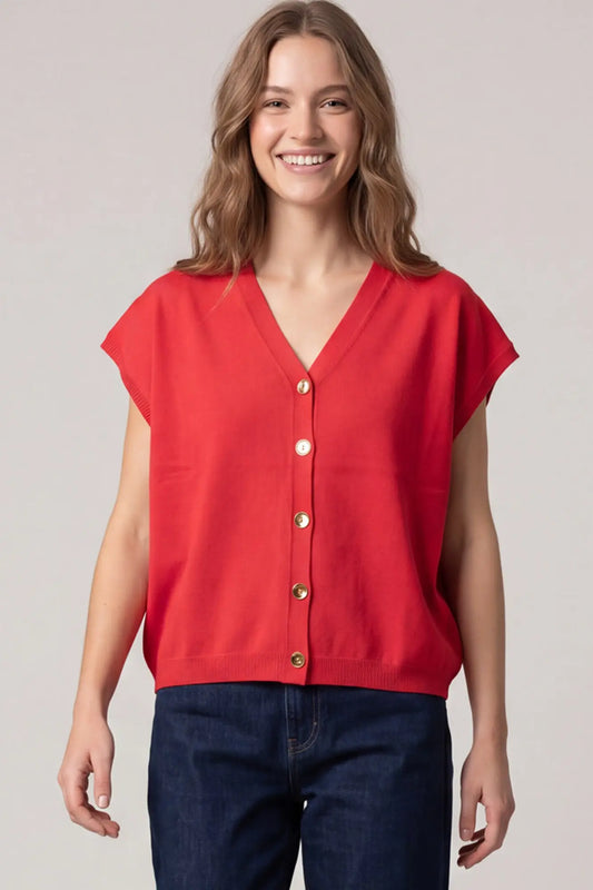 Red Drop Shoulder Cardigan