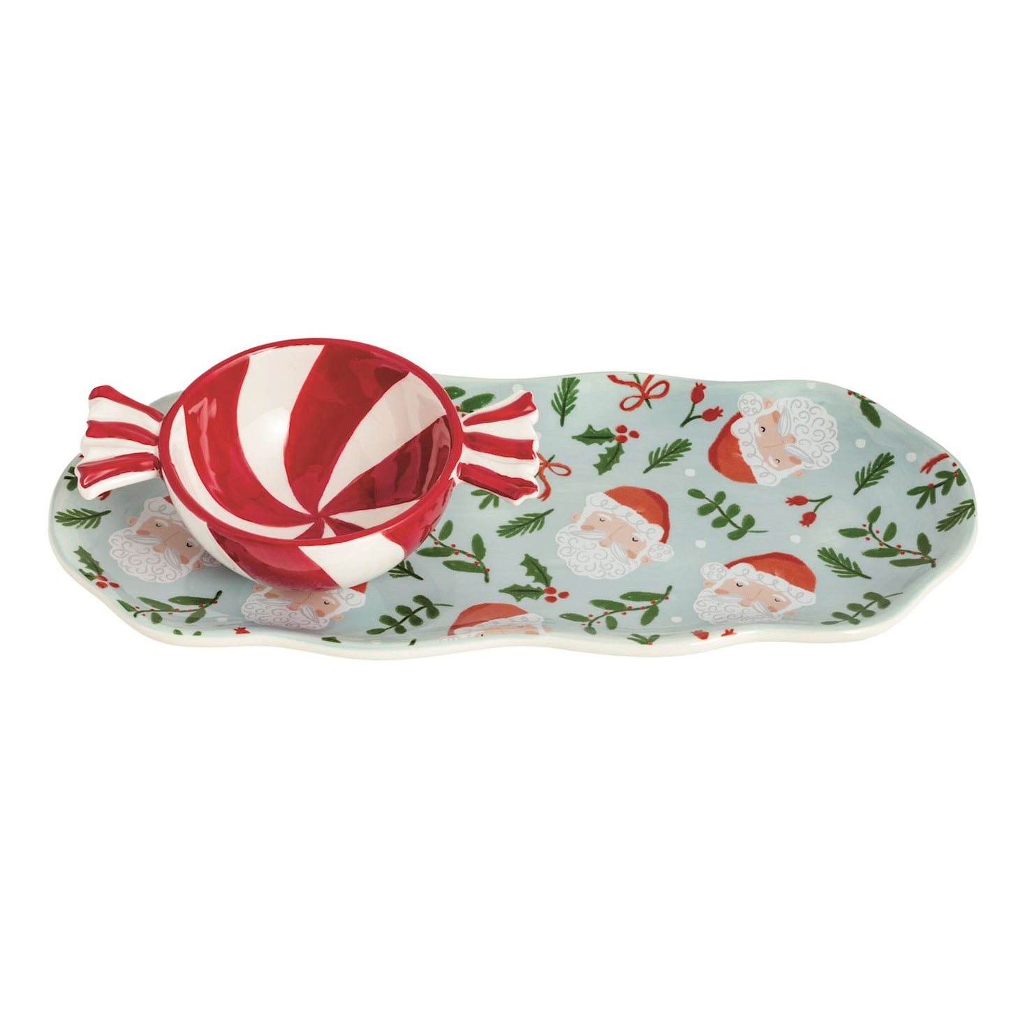 Santa & Peppermint Tray & Tidbit Set
