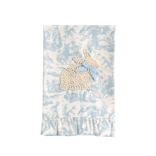 Blue Toile Pearl Bunny Towel