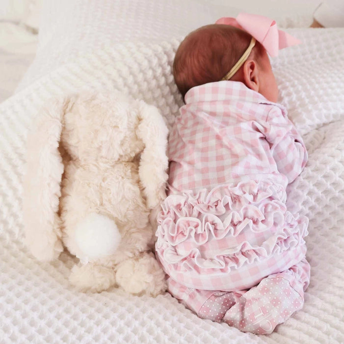 Pink Gingham Peter Pan Collar Zipper Footie