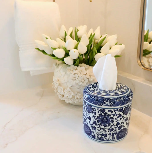 The Marlo Tissue Vessel  Blue Chinosierie