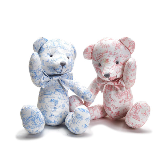 Animal Toile Pattern Stuffed Teddy Bear-Pink