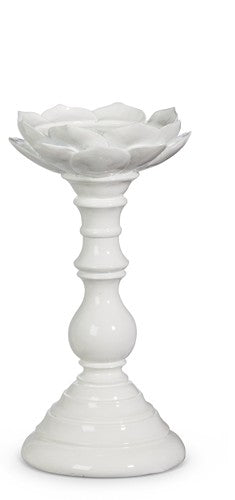 White Floral Candle Holder