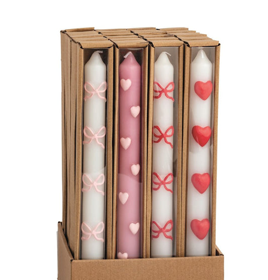 BOW HEART TAPER CANDLES
